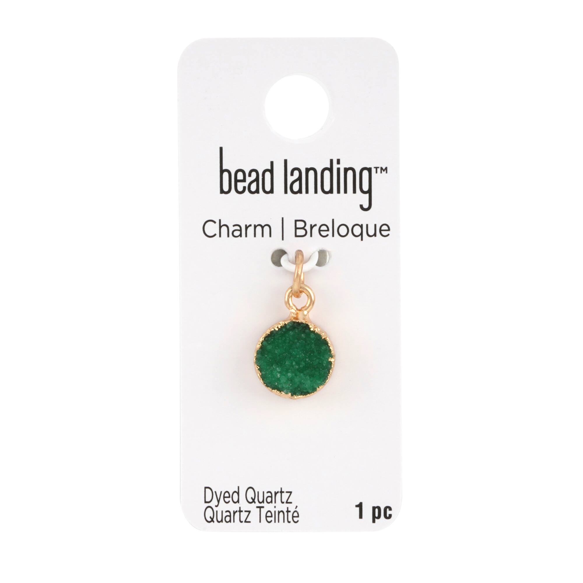 Round Green Dyed Quartz Charm by Bead Landing™